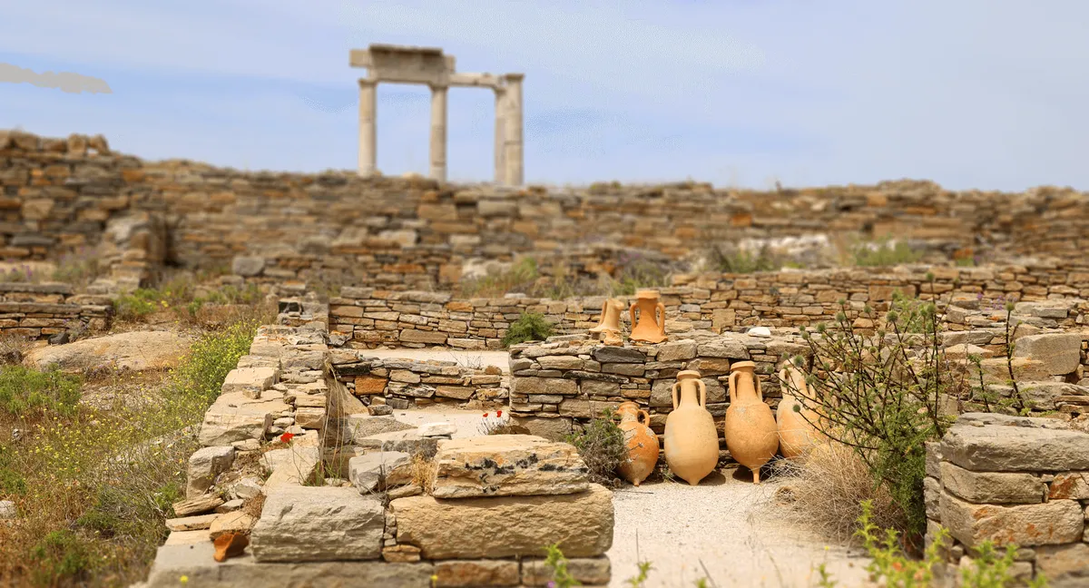 Ancient Greek amphoras at ruins
